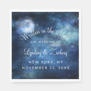 Lunar Sky Full Moon Celestial Wedding Monogram Napkins