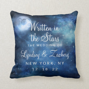 Lunar Sky Full Moon Celestial Wedding Monogram Throw Pillow