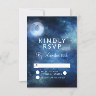 Lunar Sky Full Moon Celestial Wedding RSVP Reply