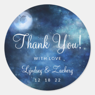 Lunar Sky Full Moon Celestial Wedding Thank You Classic Round Sticker