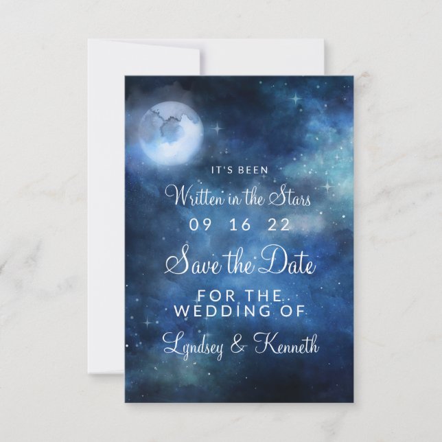 Lunar Sky Full Moon Celestial Written in the Stars Save The Date (Front)