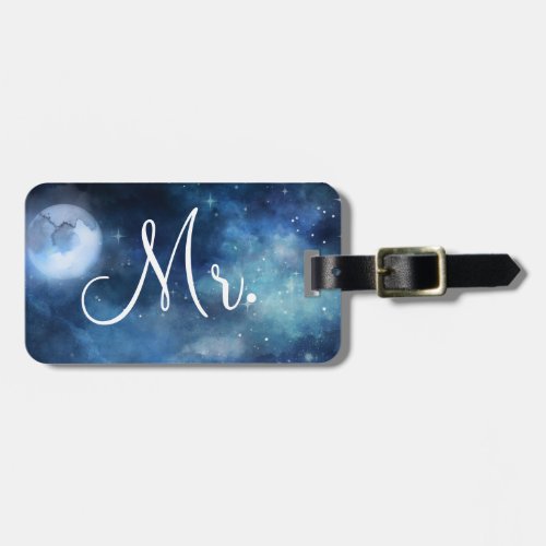 Lunar Sky Full Moon Custom Honeymoon Travel Mr Luggage Tag