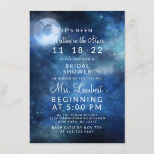 Lunar Sky Full Moon Galaxy Wedding Bridal Shower Invitation