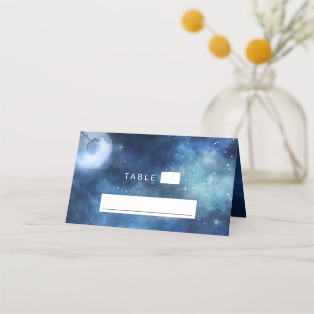 Lunar Sky Full Moon Seating Wedding Table Number Place Card (Front)