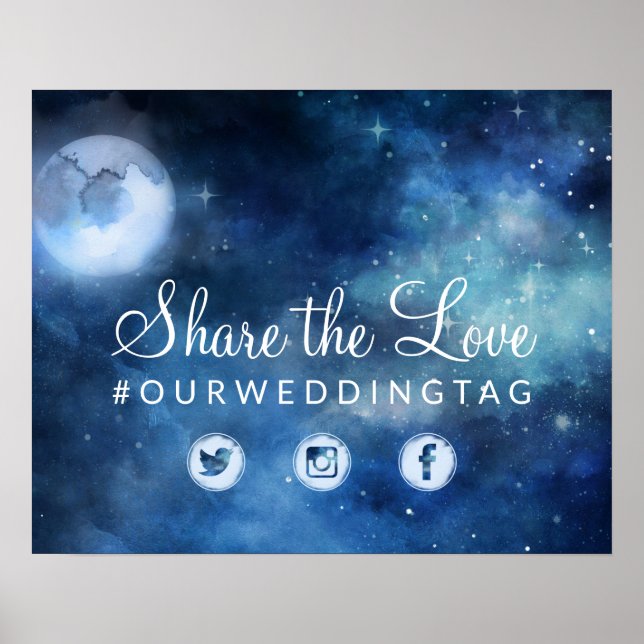 Lunar Sky Full Moon Share the Love Wedding Sign (Front)