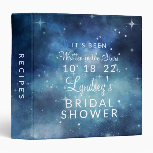 Lunar Sky Full Moon Star Bridal Shower Recipe Card 3 Ring Binder