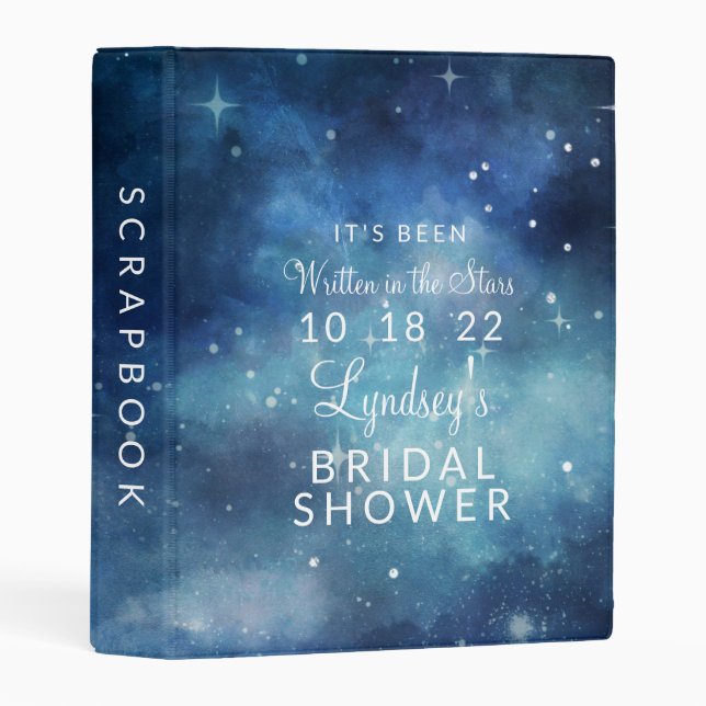 Lunar Sky Full Moon Stars Bridal Shower Scrapbook Mini Binder (Front/Spine)