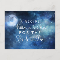 Lunar Sky Full Moon Stars Bride to Be Recipe Card