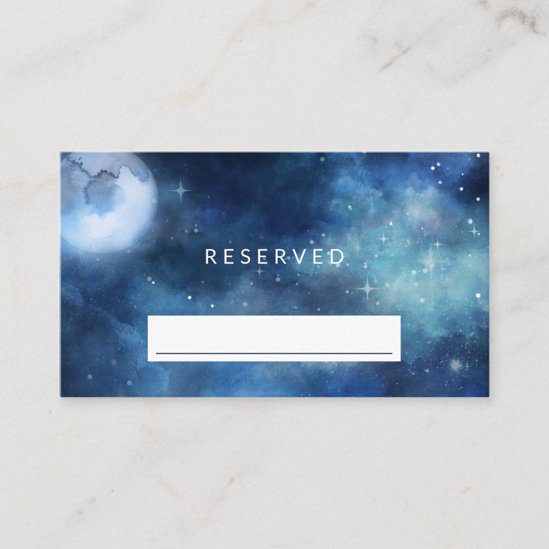 Lunar Sky Full Moon Stars Reserved Seating Wedding Place Card Zazzle