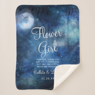 Lunar Sky Full Moon Stars to the Flower Girl Quote Sherpa Blanket