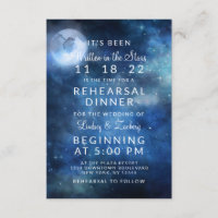 Lunar Sky Full Moon Stars Wedding Rehearsal Dinner Invitation