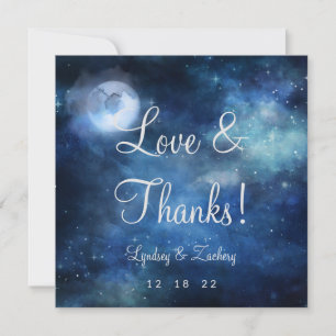 Lunar Sky Full Moon Wedding Love and Thanks Square Thank You Card