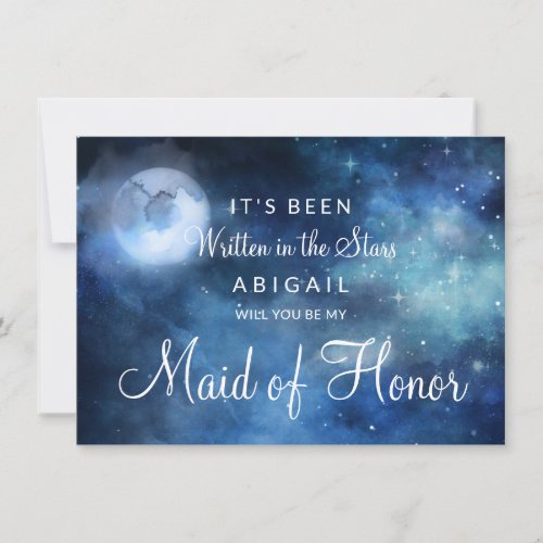 Lunar Sky Moon Be My Maid of Honor Proposal Card
