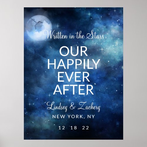 Lunar Sky Moon Happily Ever After Reception Sign