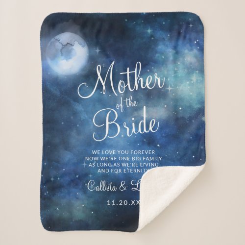 Lunar Sky Moon to the Mother of the Bride Quote Sherpa Blanket