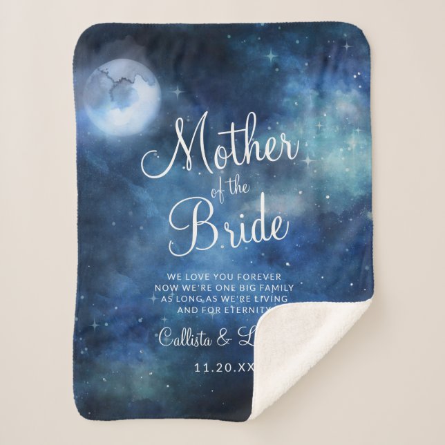 Lunar Sky Moon to the Mother of the Bride Quote Sherpa Blanket (Front)