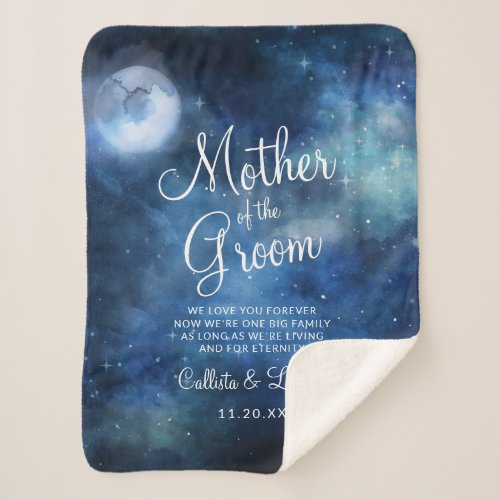Lunar Sky Moon to the Mother of the Groom Quote Sherpa Blanket