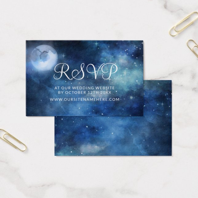 Lunar Sky Moon Wedding Website RSVP Insert Cards (Office)