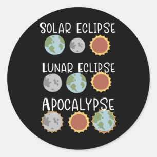Lunar Solar Eclipse And Apocalypse April 8 2024 Classic Round Sticker