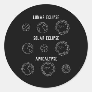 Lunar Solar Eclipse Apocalypse Astronomy Nerd Scie Classic Round Sticker