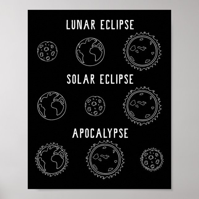 Lunar Solar Eclipse Apocalypse Astronomy Nerd Scie Poster (Front)