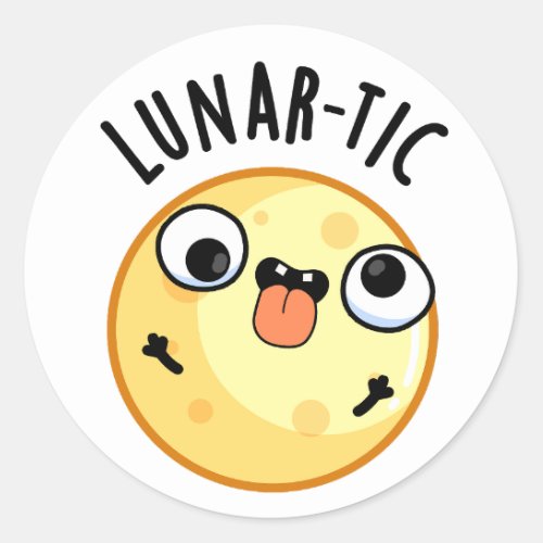 Lunar_tic Funny Astronomy Moon Pun  Classic Round Sticker