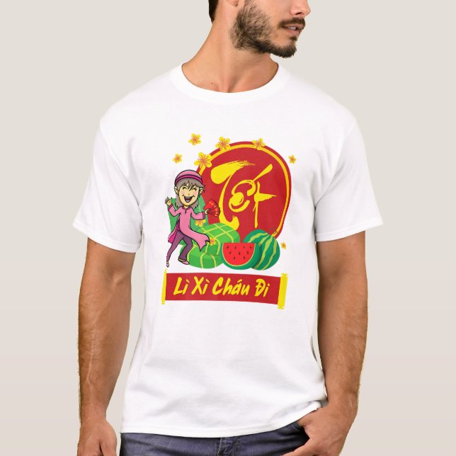 Lunar Vietnamese Calendar 2022 | Li Xi Chau Di Gir T-Shirt (Front)