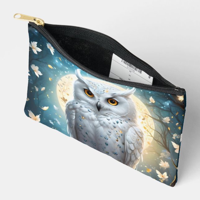 Lunar Vigil: The White Snow Owl Accessory Pouch (Open)