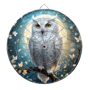 Lunar Vigil: The White Snow Owl Dart Board