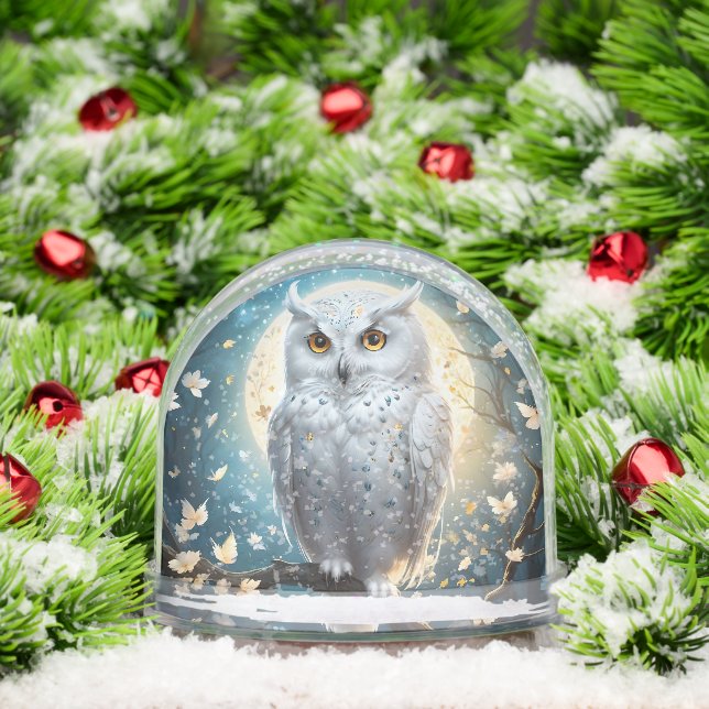Lunar Vigil: The White Snow Owl Globe (Christmas)