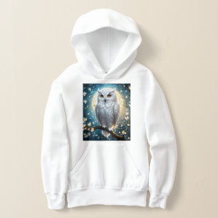 Lunar Vigil: The White Snow Owl Hoodie