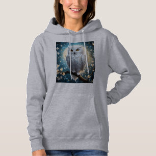 Lunar Vigil: The White Snow Owl Hoodie