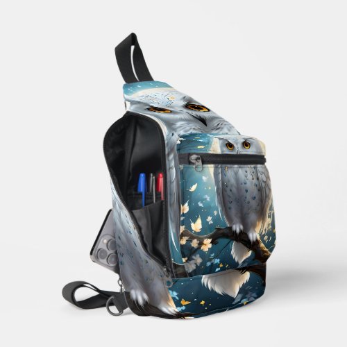 Lunar Vigil: The White Snow Owl Sling Bag