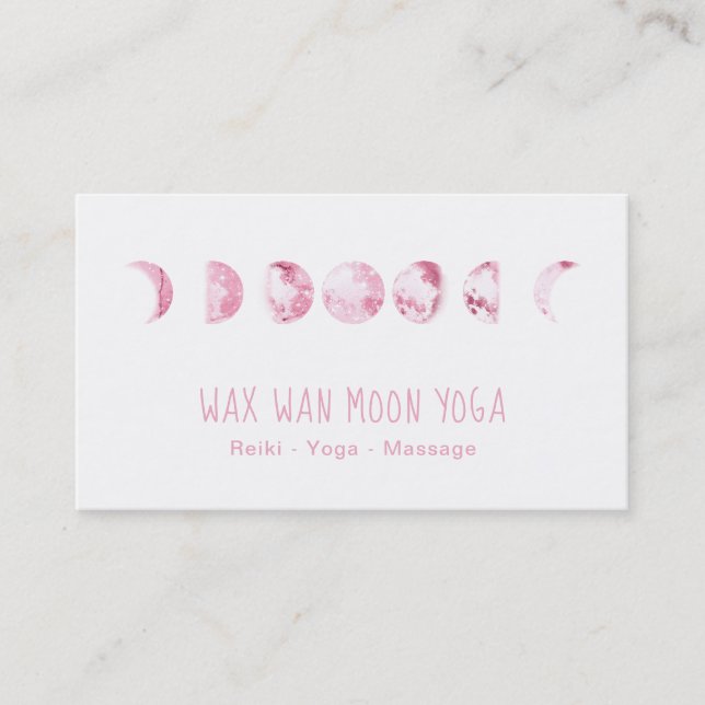*~* Lunar Wan Wax Full Pink Moon Phases Luna Business Card (Front)