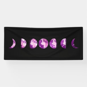 ** Lunar Wax Wan Full Purple Violet  Moon Phases   Banner