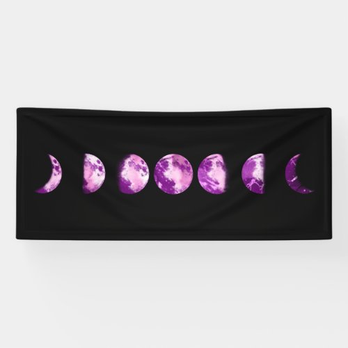 ** Lunar Wax Wan Full Purple Violet  Moon Phases   Banner