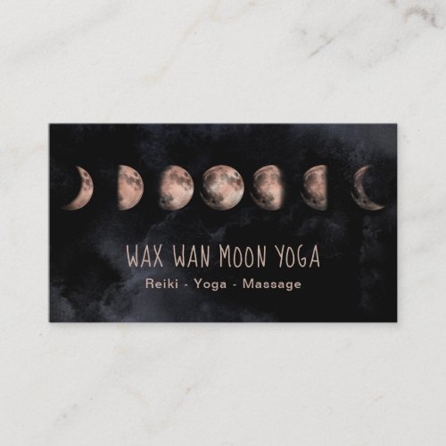  Lunar Wax Wan Full ROSE GOLD Moon Phases Business Card