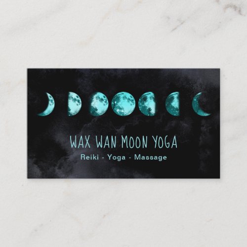  Lunar Wax Wan Full TURQUOISE  BLUE Moon Phases Business Card