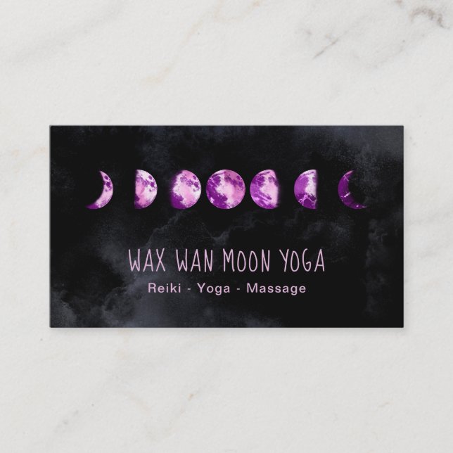 *~* Lunar Wax Wan Full Violet Purple  Moon Phases Business Card (Front)