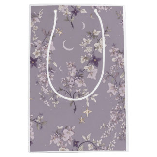 Lunar Wisteria — Dusty Lavender Botanical Wrapping Medium Gift Bag