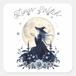 Lunar Witch Celestial Art Personalized Square Sticker