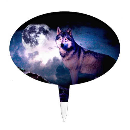 Lunar wolf cake topper