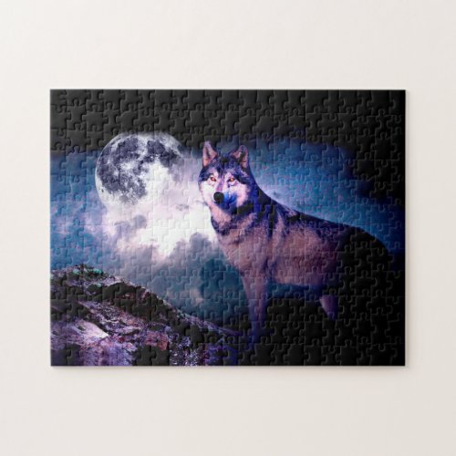 Lunar wolf jigsaw puzzle
