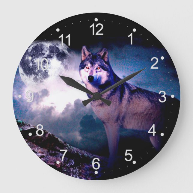 Lunar wolf large clock (Front)