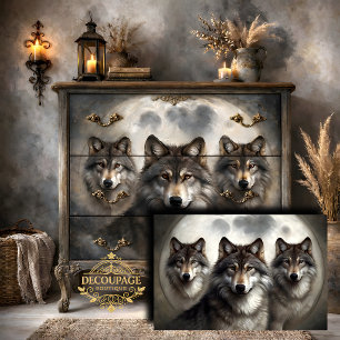 Lunar Wolf Pack Decoupage Tissue Paper
