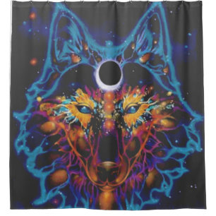 Lunar Wolf Shower Curtain