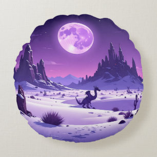 Lunar Wyrm Fleece Blanket – Purple Dragon Under th Round Pillow
