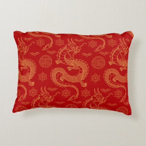 Lunar Year 2024 Chinese dragon pattern Accent Pillow
