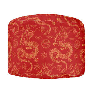 Lunar Year 2024 Chinese dragon pattern Pouf
