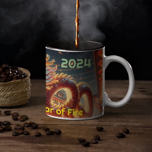 Lunar Zodiac Asian Culture Dragon Year of Fire Two_Tone Coffee Mug